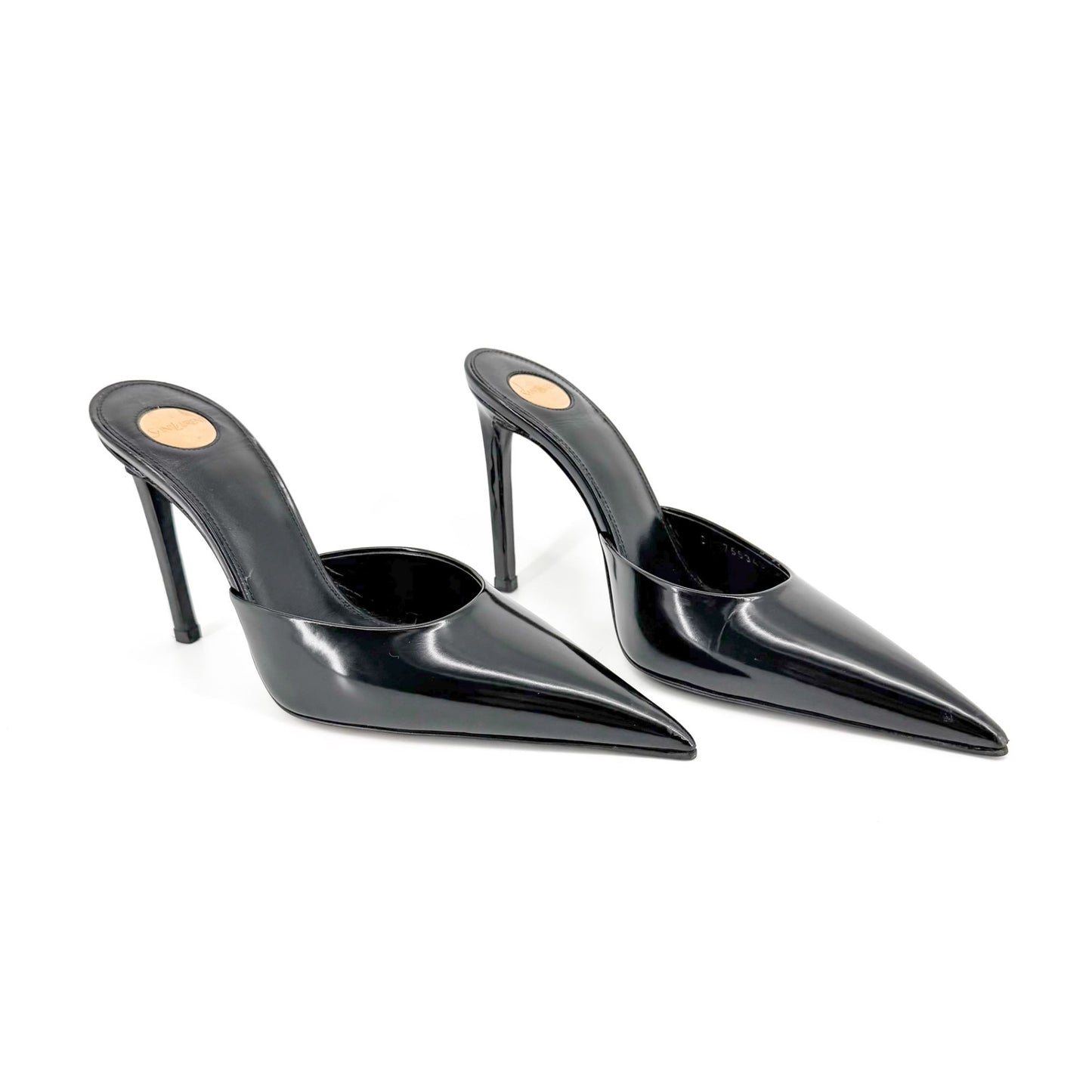 Saint Laurent Tabou Mule Pumps Black Leather Size 38.5