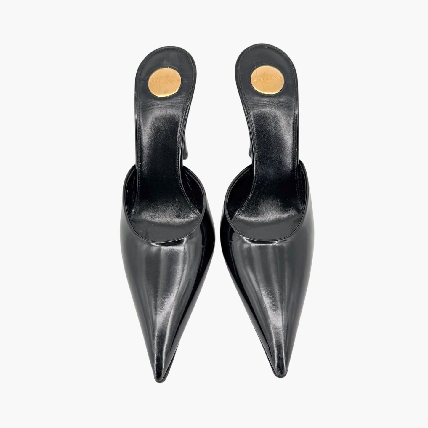 Saint Laurent Tabou Mule Pumps Black Leather Size 38.5