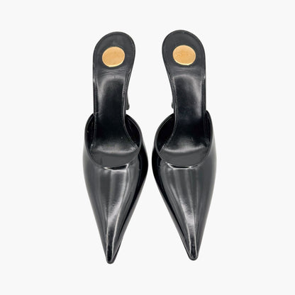 Saint Laurent Tabou Mule Pumps Black Leather Size 38.5