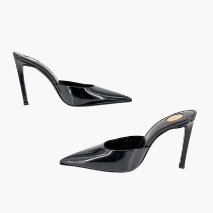 Saint Laurent Tabou Mule Pumps Black Leather Size 38.5