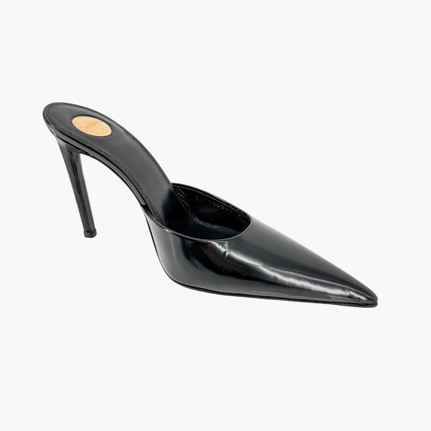 Saint Laurent Tabou Mule Pumps Black Leather Size 38.5