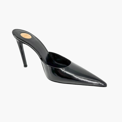 Saint Laurent Tabou Mule Pumps Black Leather Size 38.5