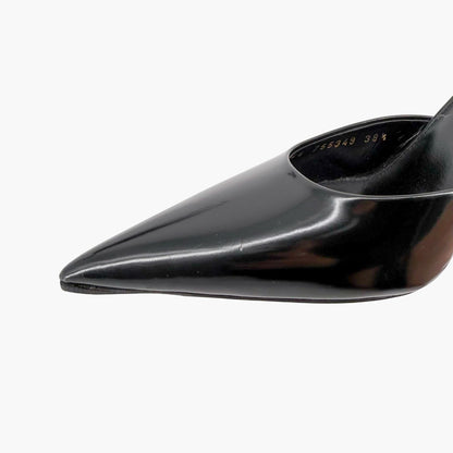 Saint Laurent Tabou Mule Pumps Black Leather Size 38.5