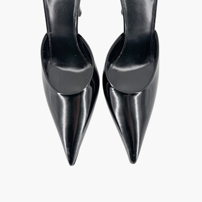 Saint Laurent Tabou Mule Pumps Black Leather Size 38.5