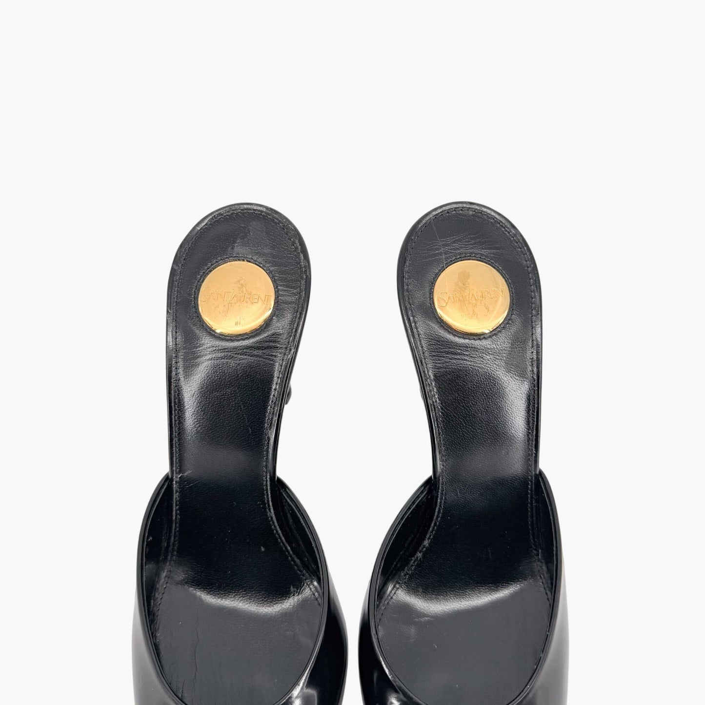 Saint Laurent Tabou Mule Pumps Black Leather Size 38.5