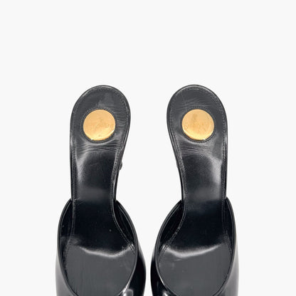 Saint Laurent Tabou Mule Pumps Black Leather Size 38.5