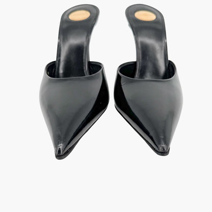 Saint Laurent Tabou Mule Pumps Black Leather Size 38.5