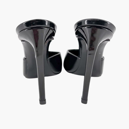 Saint Laurent Tabou Mule Pumps Black Leather Size 38.5
