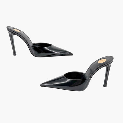 Saint Laurent Tabou Mule Pumps Black Leather Size 38.5