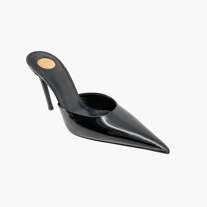 Saint Laurent Tabou Mule Pumps Black Leather Size 38.5