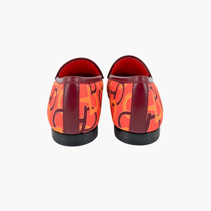 Gucci Jordaan Horsebit Loafers Orange Canvas Size 38