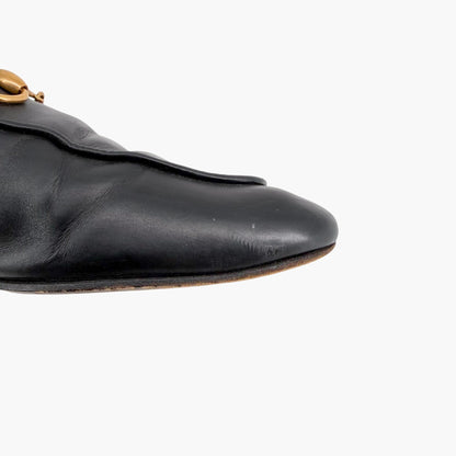 Gucci Princetown Black Leather Horsebit Loafer Mules Size 37.5