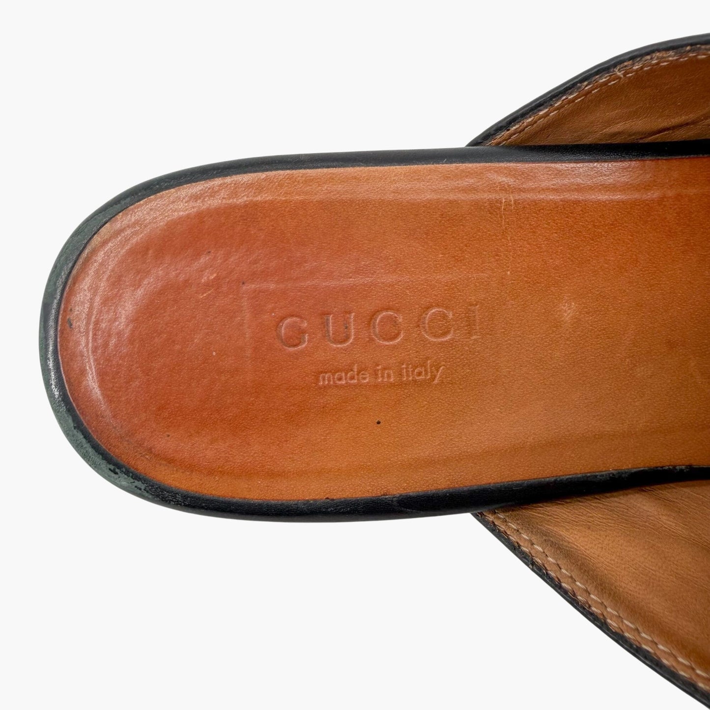 Gucci Princetown Black Leather Horsebit Loafer Mules Size 37.5