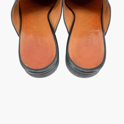 Gucci Princetown Black Leather Horsebit Loafer Mules Size 37.5