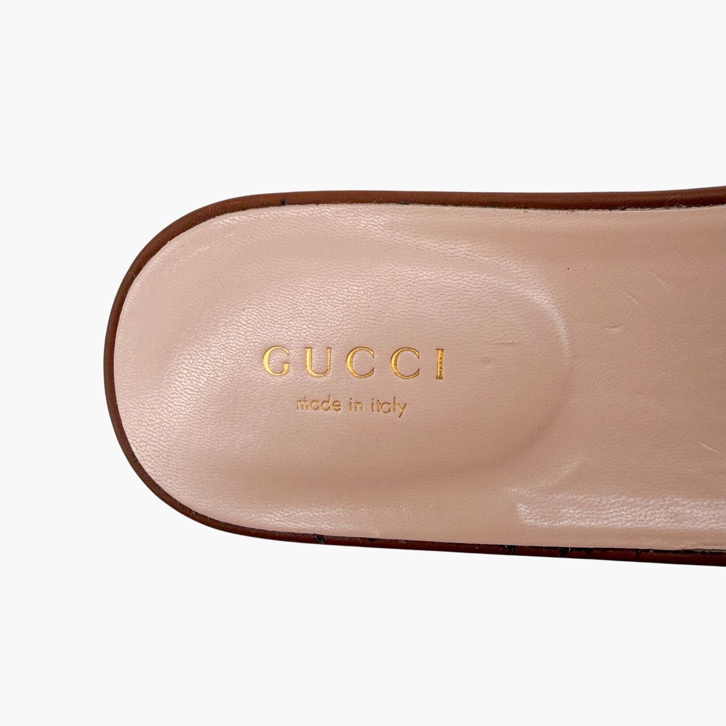 Gucci Cosmos Interlocking G Slide Sandals Brown Size 38