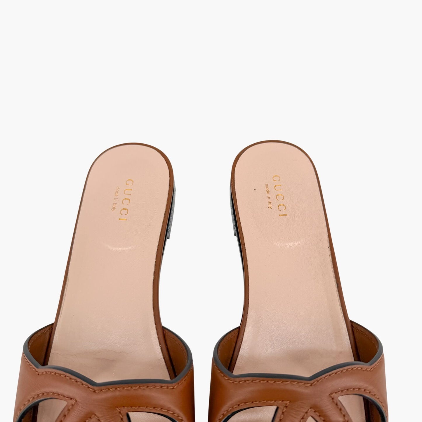 Gucci Cosmos Interlocking G Slide Sandals Brown Size 38