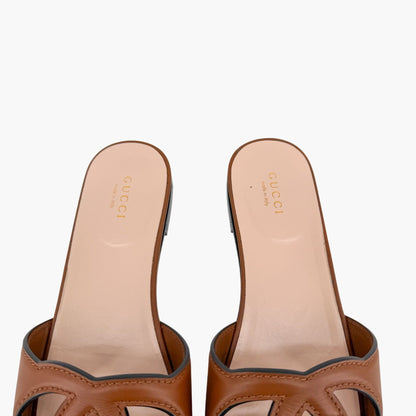 Gucci Cosmos Interlocking G Slide Sandals Brown Size 38