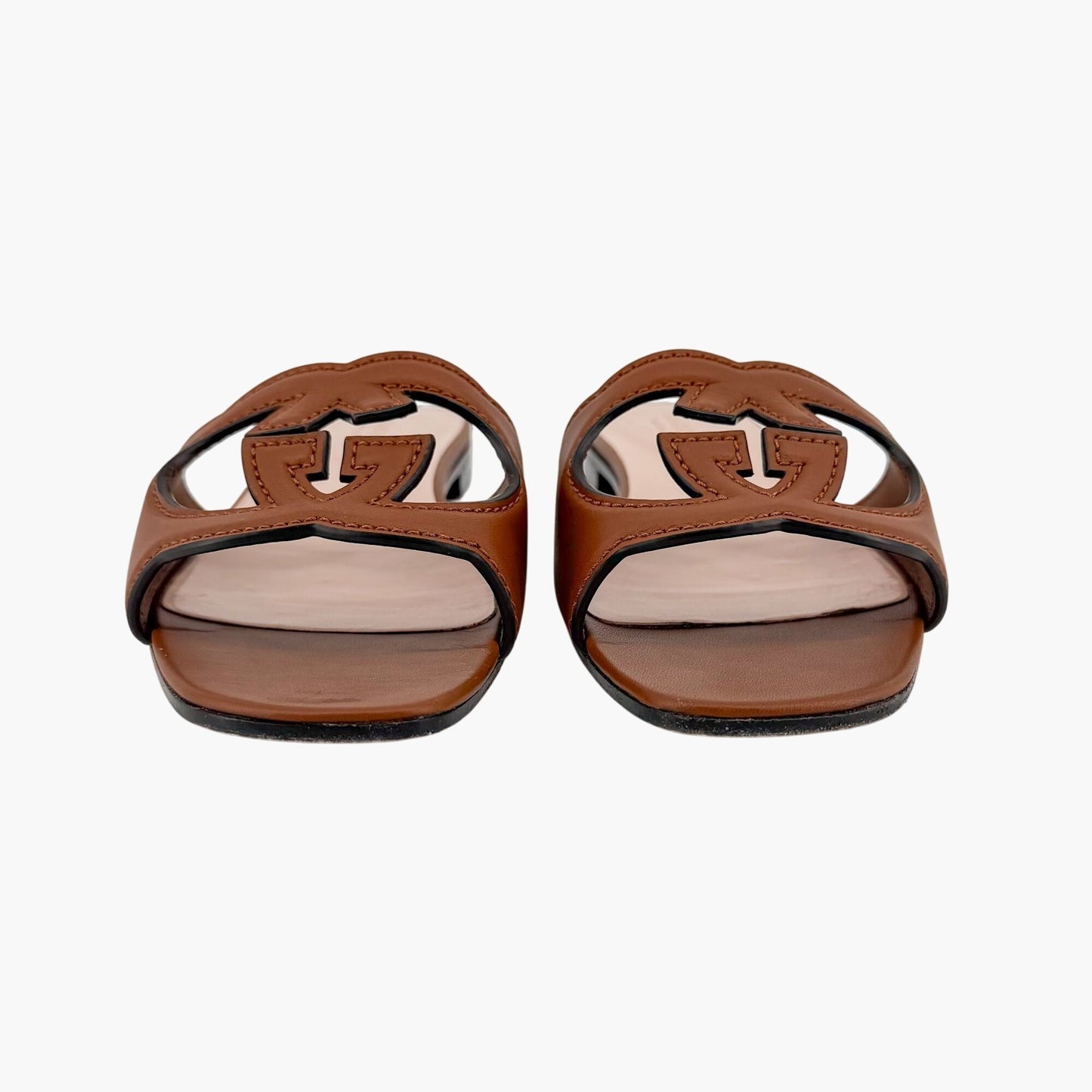 Gucci Cosmos Interlocking G Slide Sandals Brown Size 38