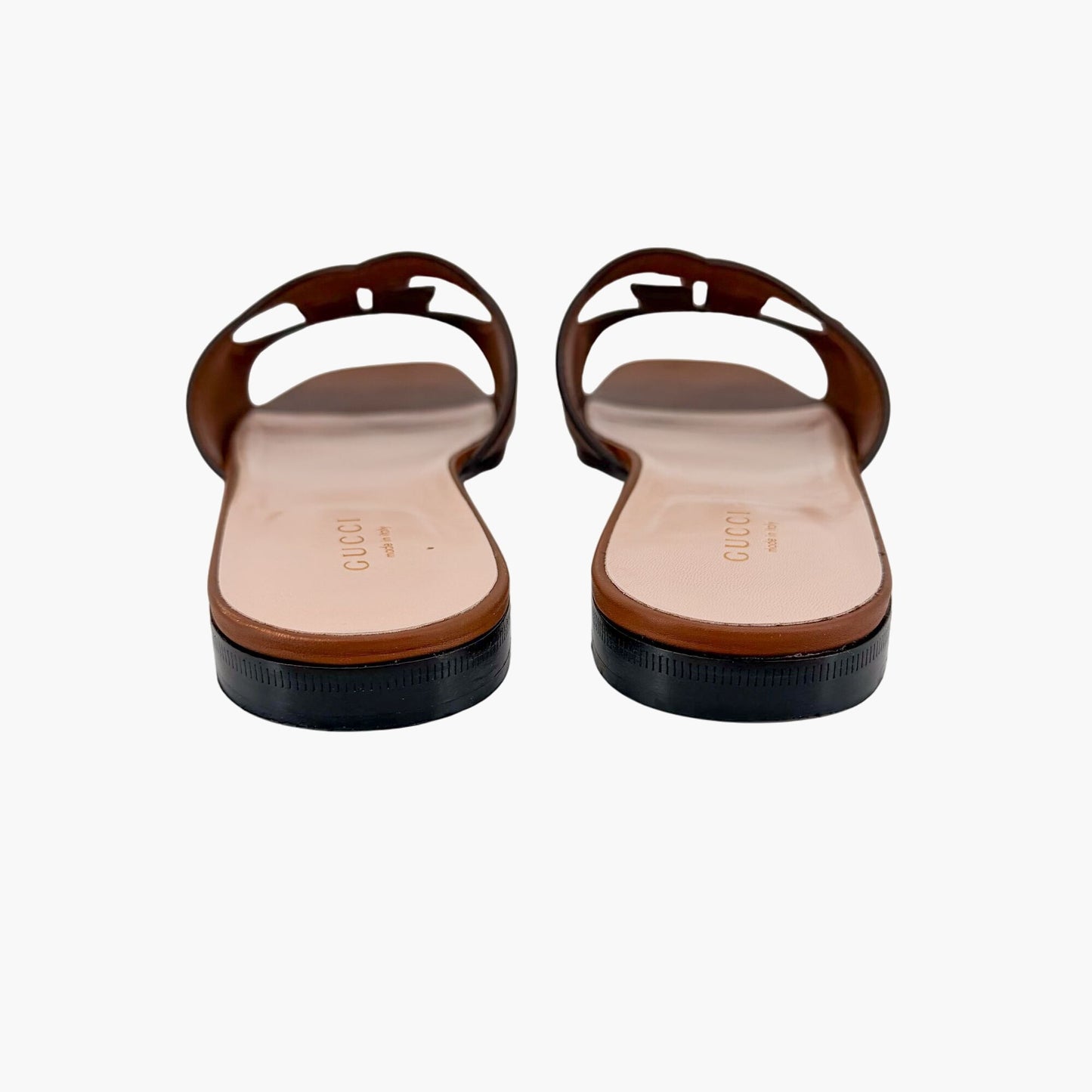 Gucci Cosmos Interlocking G Slide Sandals Brown Size 38