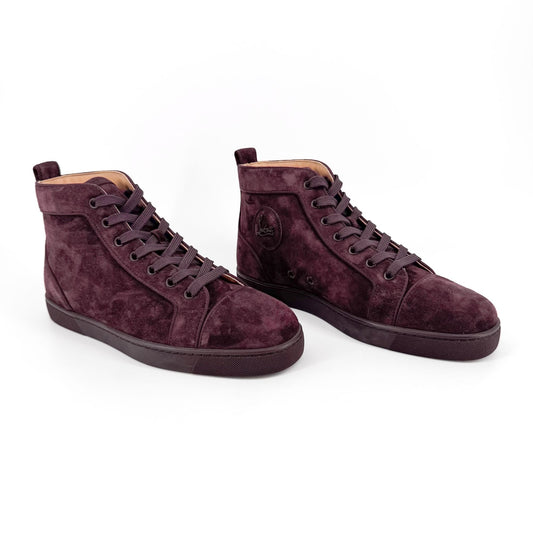 Christian Louboutin Louis Orlato High-Top Sneakers in Merlot Suede – Size 40.5