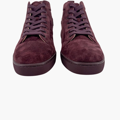 Christian Louboutin Louis Orlato High-Top Sneakers in Merlot Suede – Size 40.5