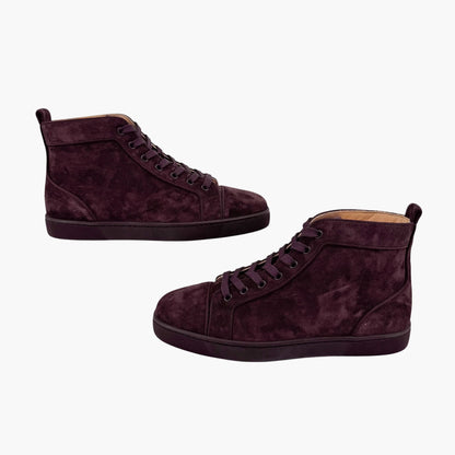 Christian Louboutin Louis Orlato High-Top Sneakers in Merlot Suede – Size 40.5