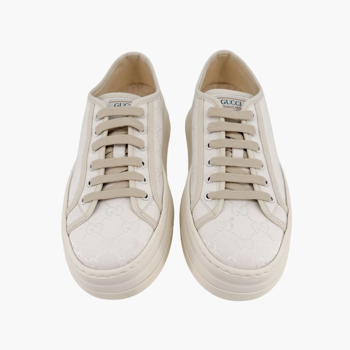 Gucci Tennis 1977 Platform Sneakers White GG Canvas Size 41 US 11 Women’s