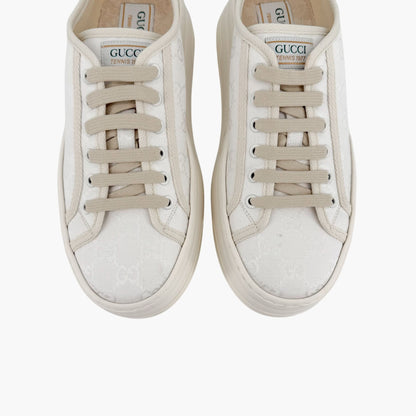 Gucci Tennis 1977 Platform Sneakers White GG Canvas Size 41 US 11 Women’s