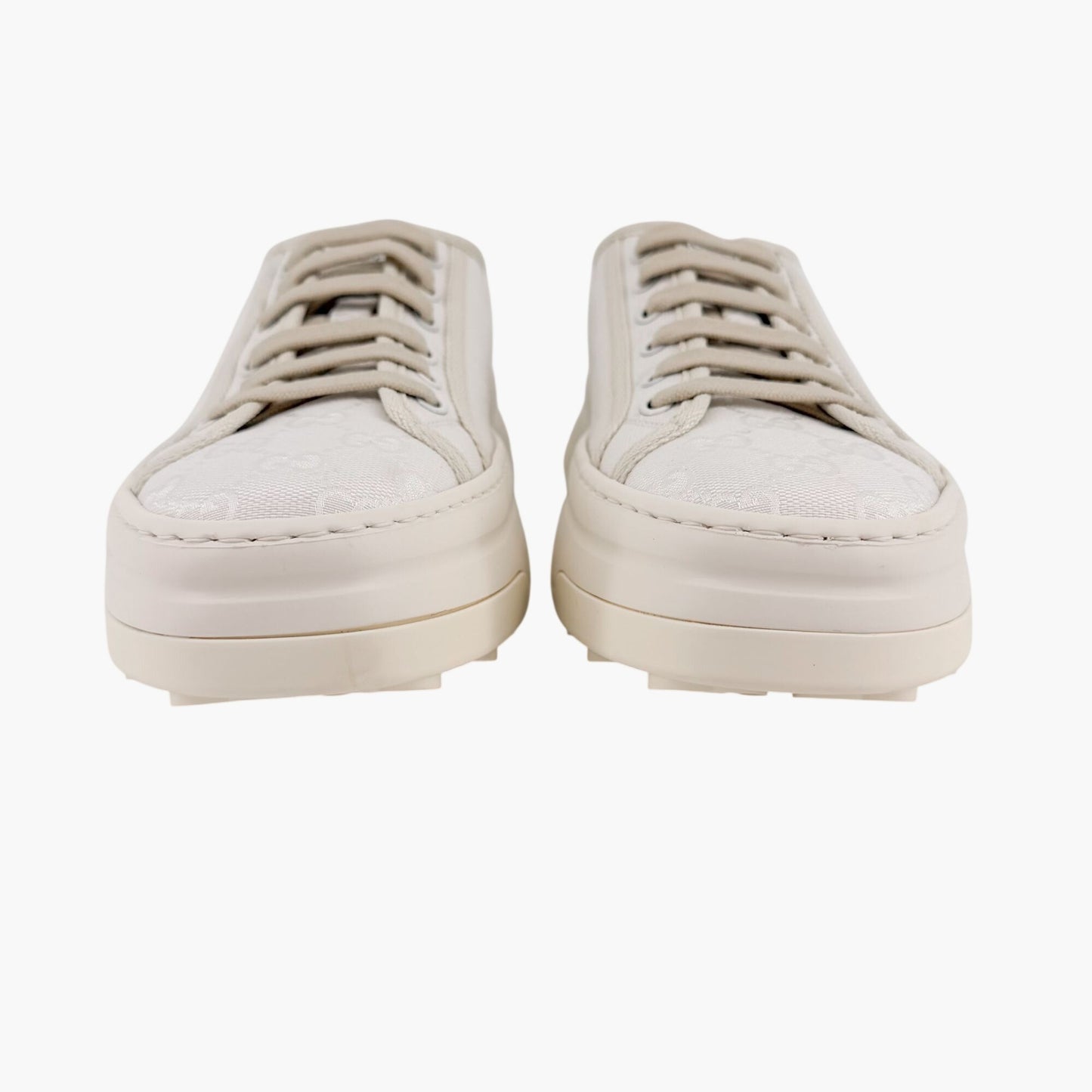 Gucci Tennis 1977 Platform Sneakers White GG Canvas Size 41 US 11 Women’s