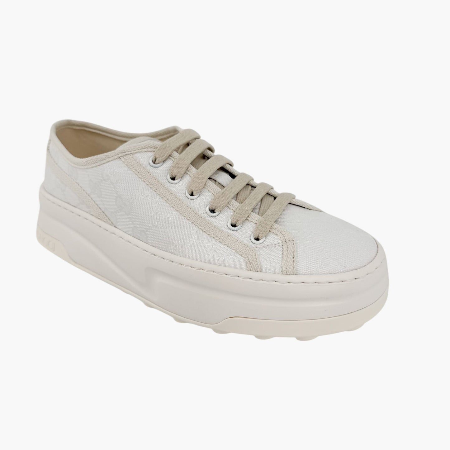 Gucci Tennis 1977 Platform Sneakers White GG Canvas Size 41 US 11 Women’s