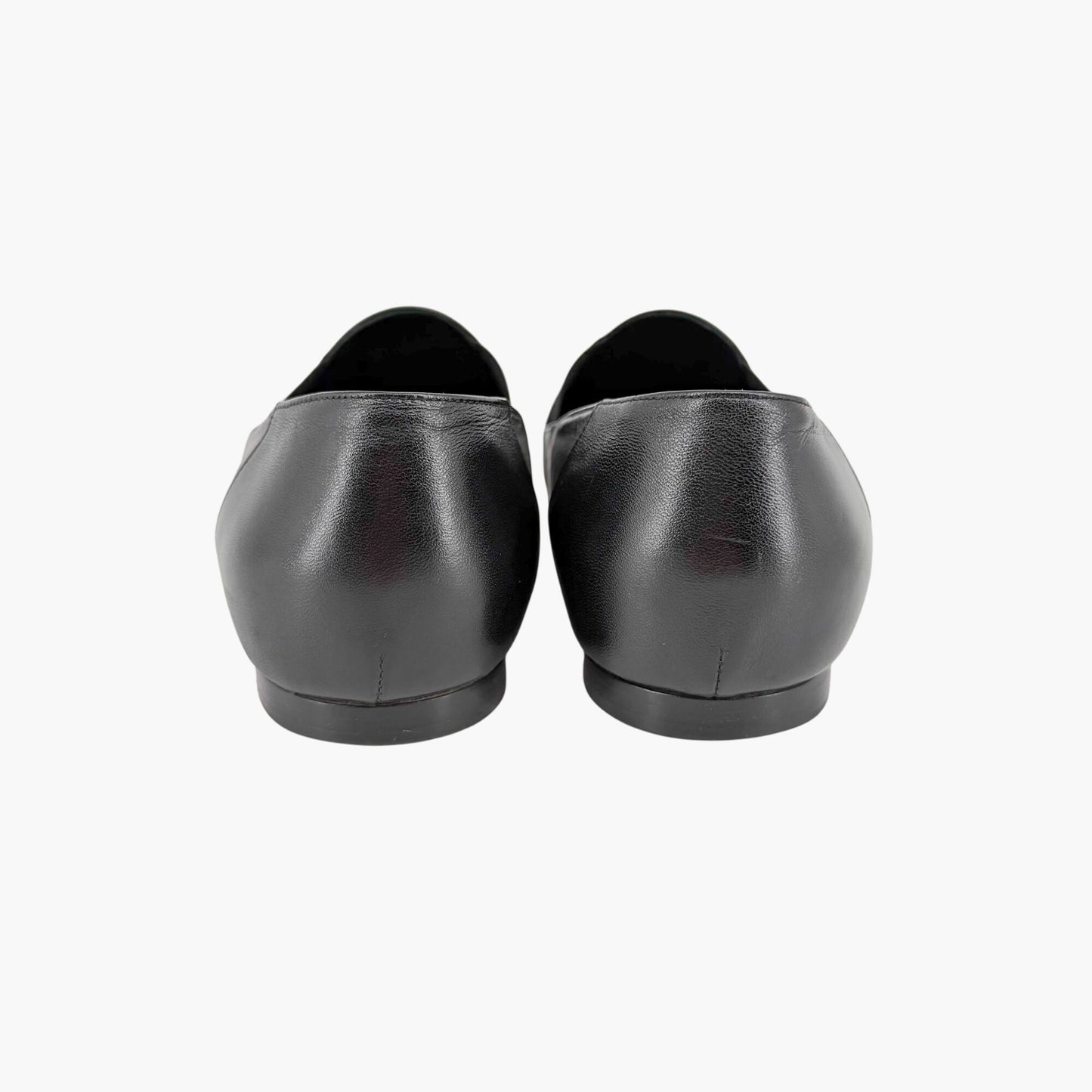 Chanel CC Slip On Loafers Black Leather Size 41