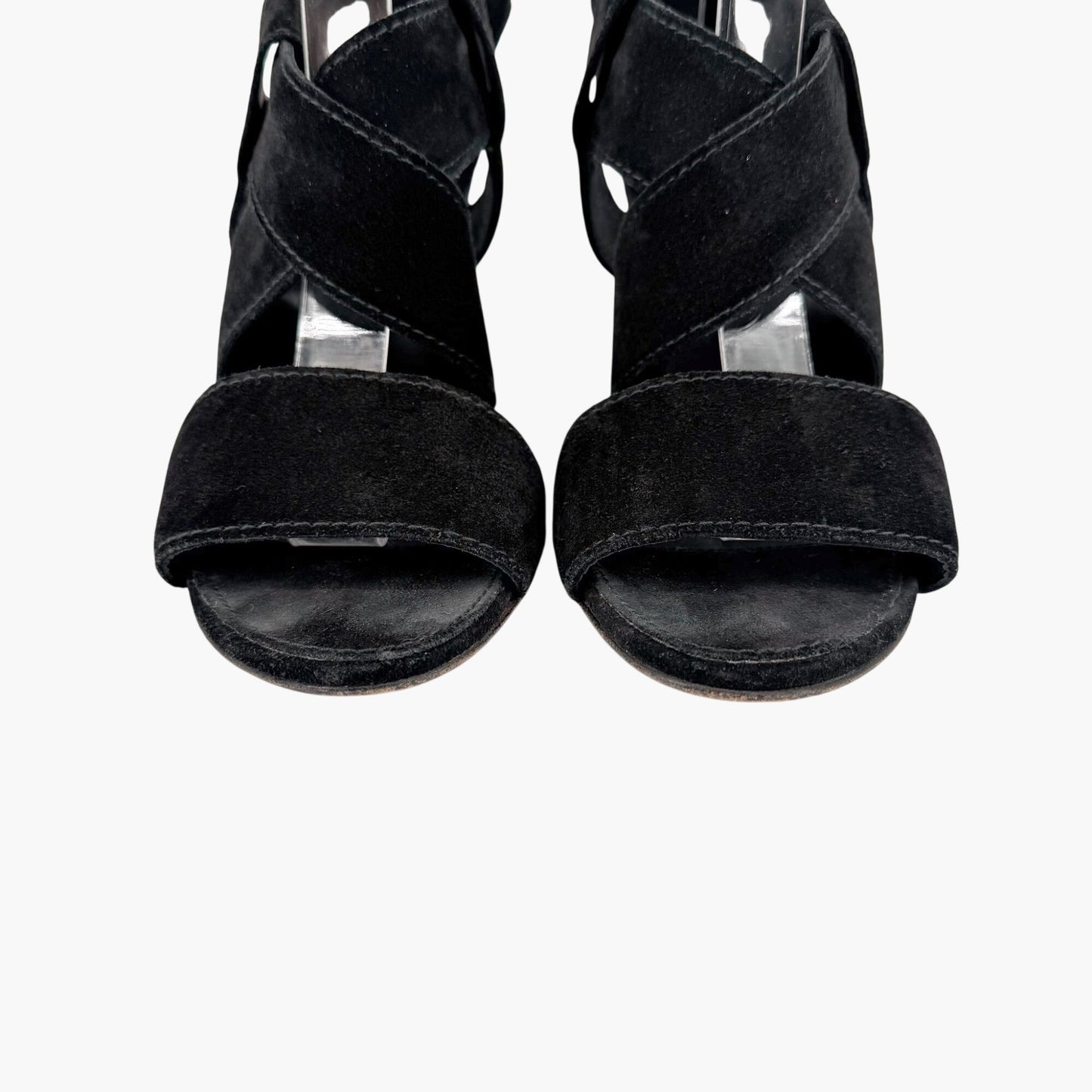 Chanel CC Heart Buckle Wedge Sandals Black Size 39.5