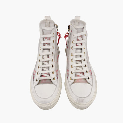 Louis Vuitton Stellar High Top Sneaker Boots White Pink Size 37