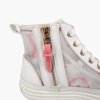 Louis Vuitton Stellar High Top Sneaker Boots White Pink Size 37