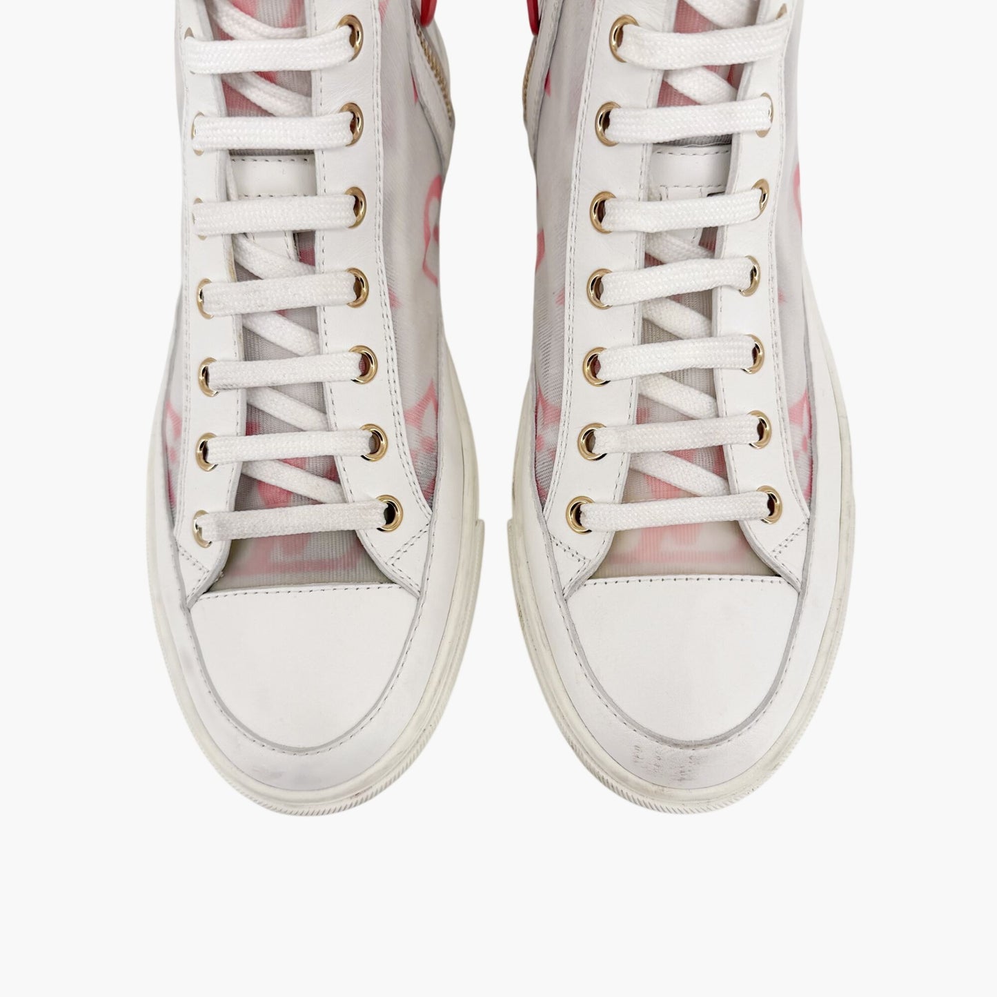 Louis Vuitton Stellar High Top Sneaker Boots White Pink Size 37