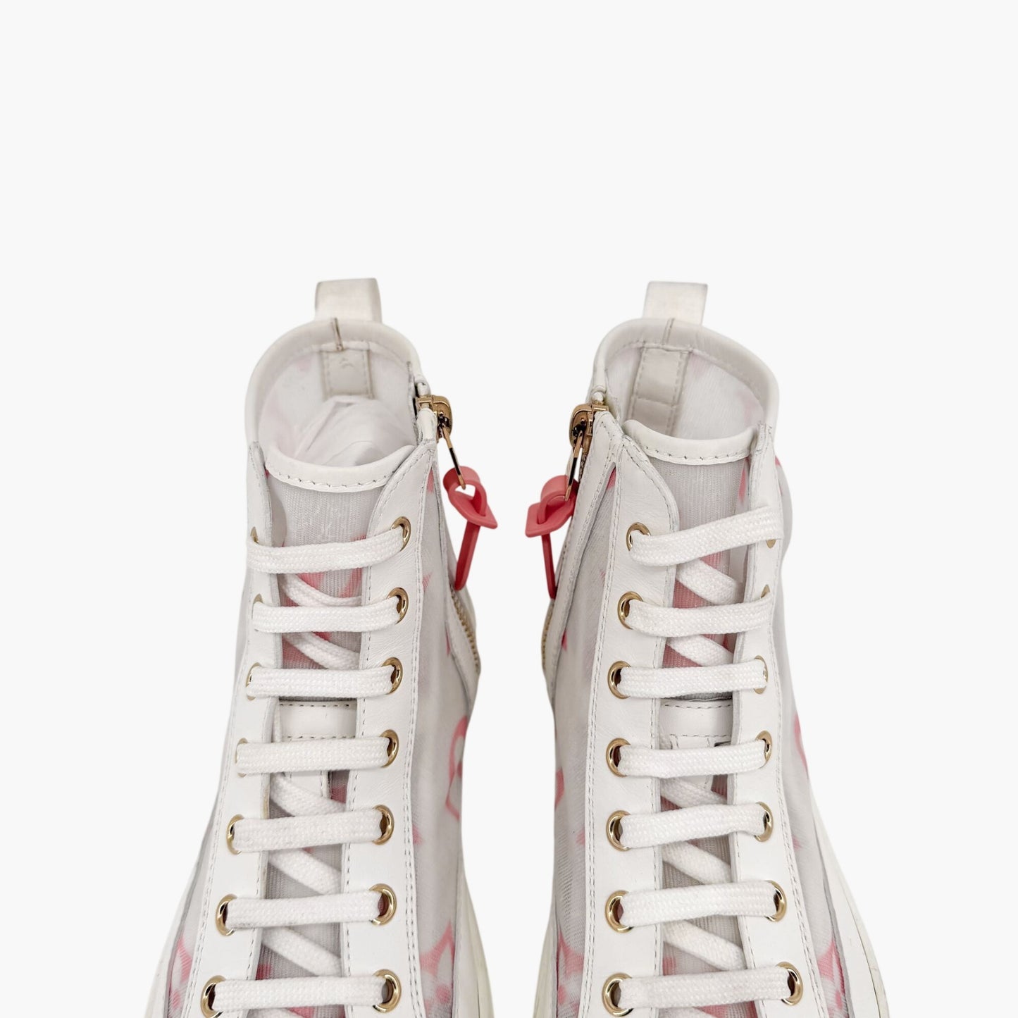 Louis Vuitton Stellar High Top Sneaker Boots White Pink Size 37
