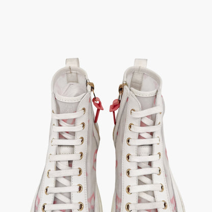 Louis Vuitton Stellar High Top Sneaker Boots White Pink Size 37