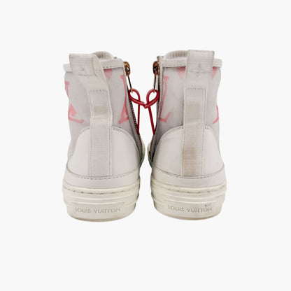 Louis Vuitton Stellar High Top Sneaker Boots White Pink Size 37