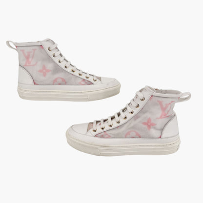 Louis Vuitton Stellar High Top Sneaker Boots White Pink Size 37