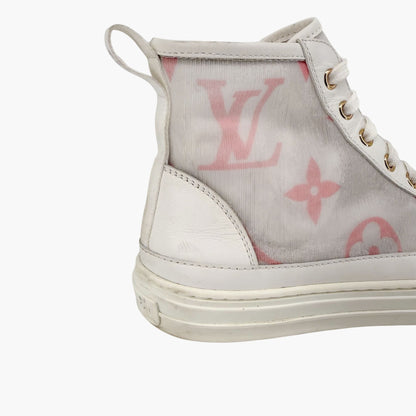 Louis Vuitton Stellar High Top Sneaker Boots White Pink Size 37