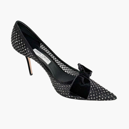 Jimmy Choo Love 85 Crystal Mesh Pumps Black Size 41.5