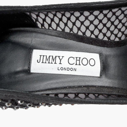 Jimmy Choo Love 85 Crystal Mesh Pumps Black Size 41.5