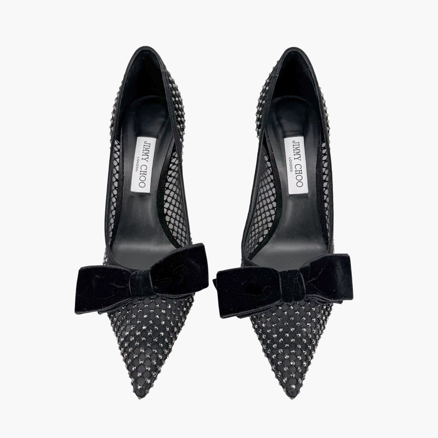 Jimmy Choo Love 85 Crystal Mesh Pumps Black Size 41.5