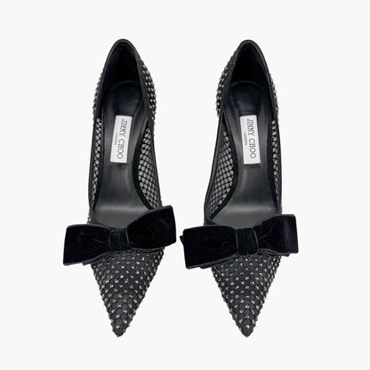 Jimmy Choo Love 85 Crystal Mesh Pumps Black Size 41.5