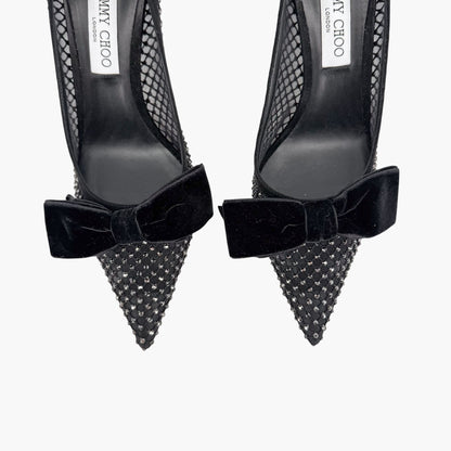 Jimmy Choo Love 85 Crystal Mesh Pumps Black Size 41.5