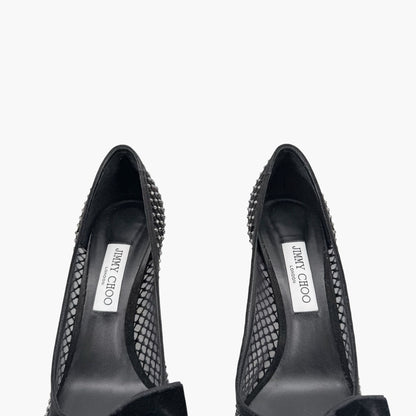 Jimmy Choo Love 85 Crystal Mesh Pumps Black Size 41.5