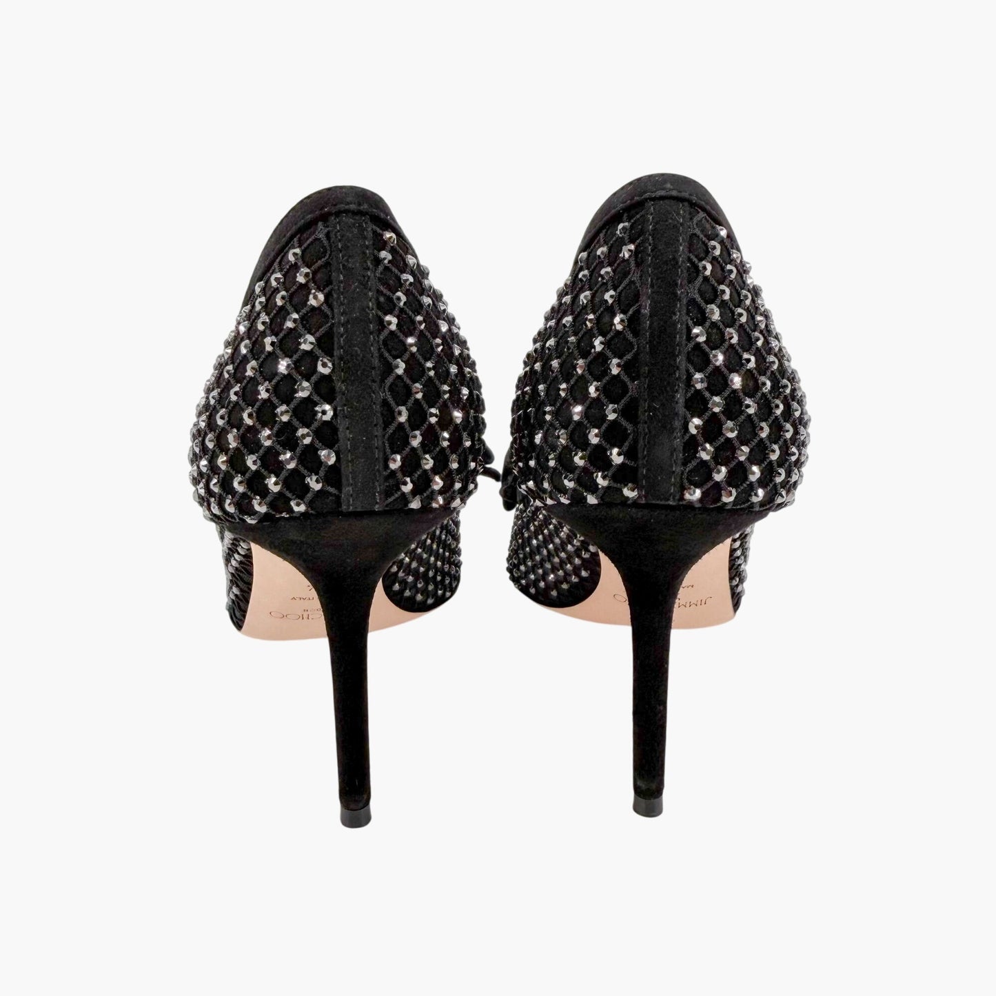 Jimmy Choo Love 85 Crystal Mesh Pumps Black Size 41.5