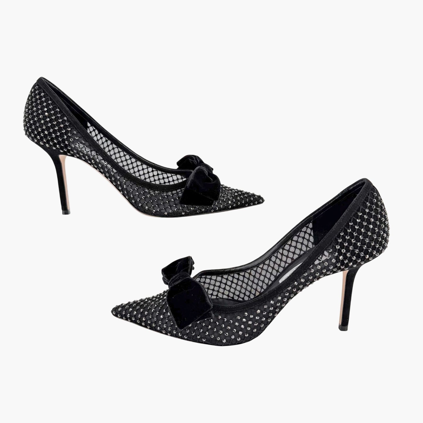 Jimmy Choo Love 85 Crystal Mesh Pumps Black Size 41.5