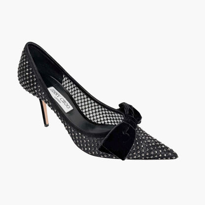 Jimmy Choo Love 85 Crystal Mesh Pumps Black Size 41.5