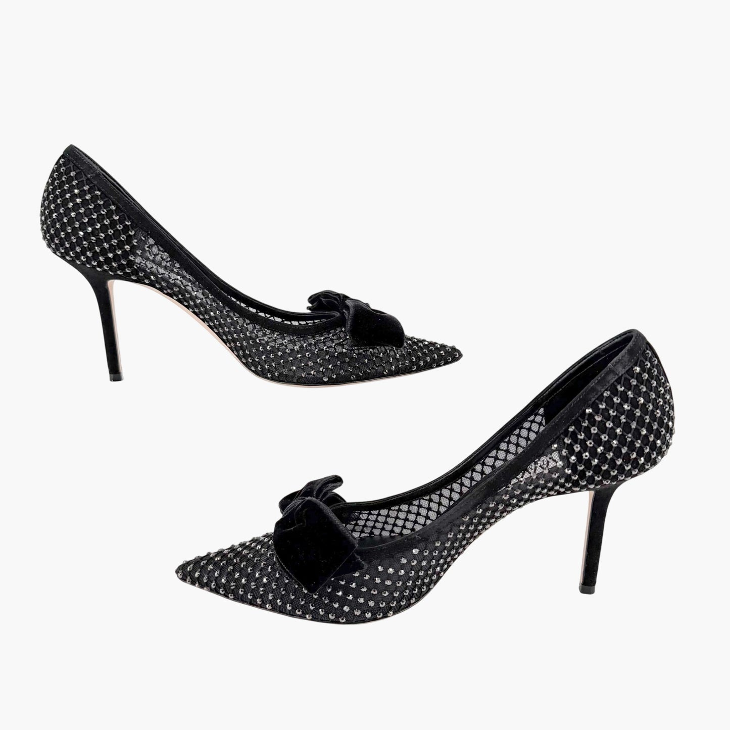 Jimmy Choo Love 85 Crystal Mesh Pumps Black Size 41.5